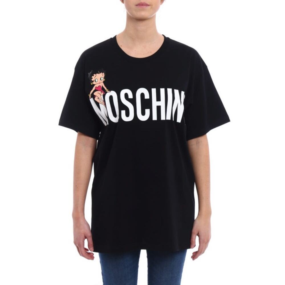 Moschino Women's Black Short Sleeves Logo & Betty Boop Print T-Shirt Size‎ S